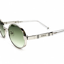 Ovoid Glasses - Whitegold Plated | Green Gradient Shade | Diamond Cut Lens