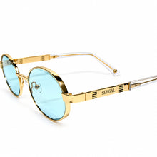 Ovoid Glasses - Gold Plated | Dubai Blue Shade | Diamond Cut Lens