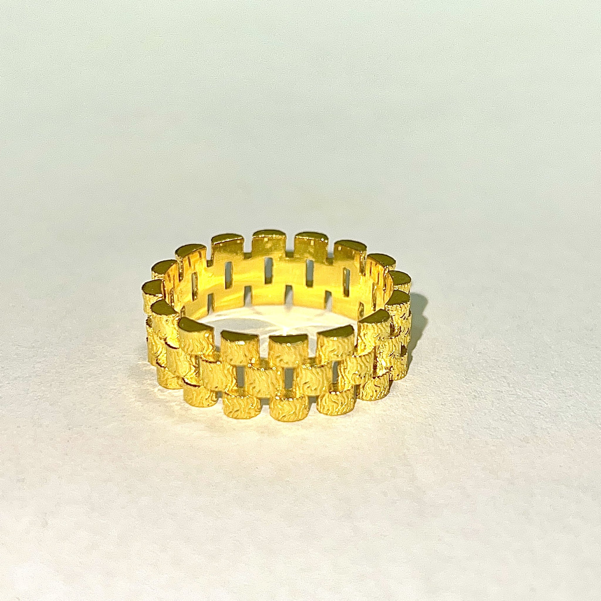 Icy Rolex-Link Ring - Silver 925 gold plated