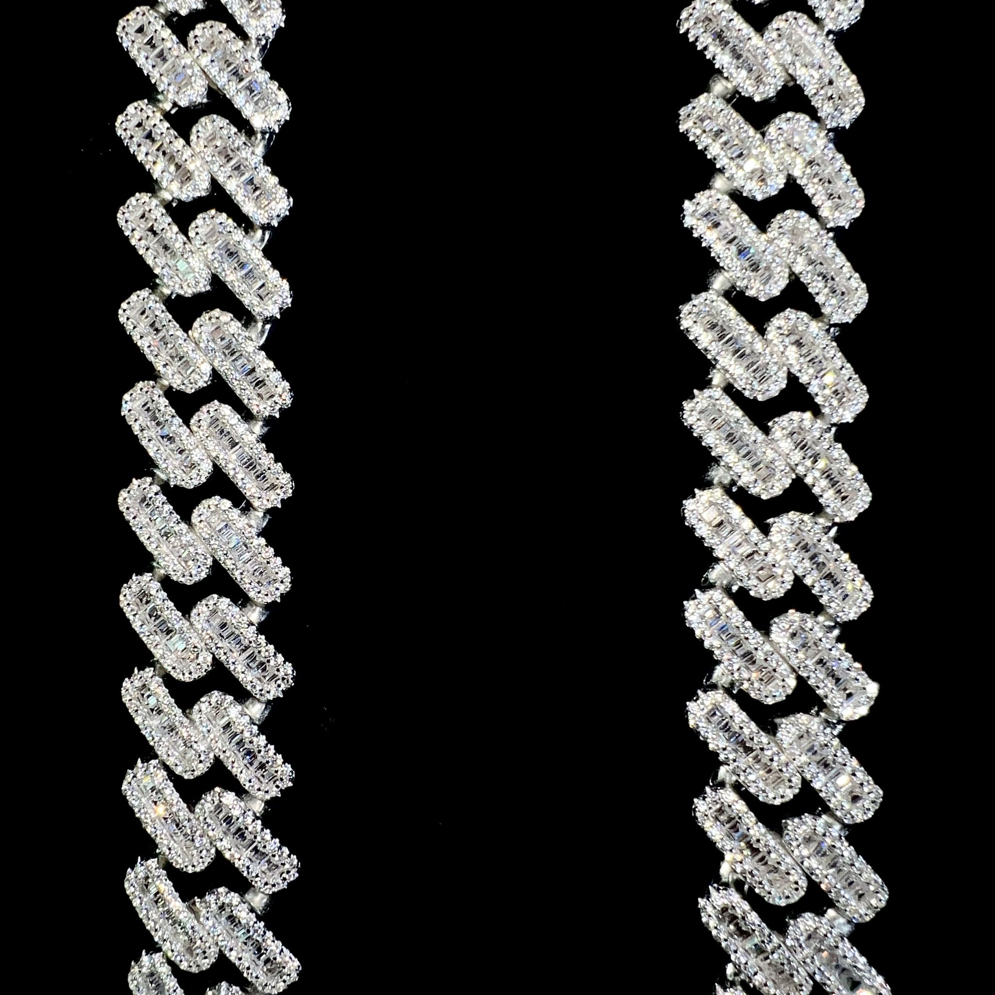 Baguette Cuban Prong Link Chain - 60cm / 15mm - Silver 925 - Sehgal Dubai Collection