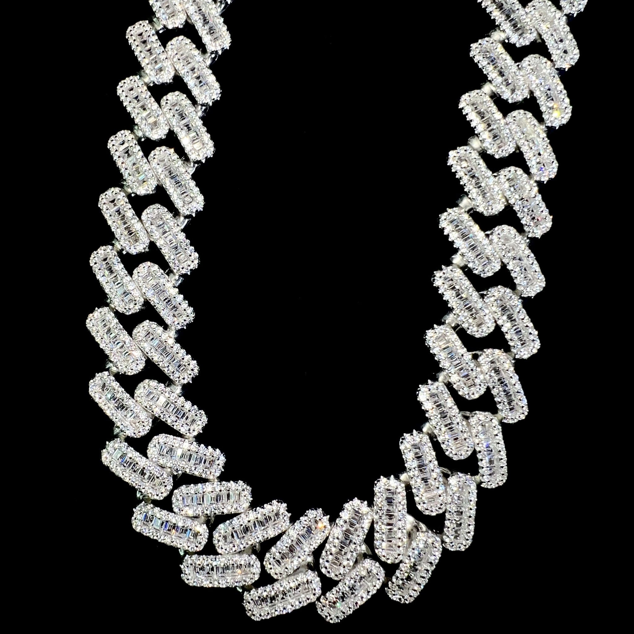 Baguette Cuban Prong Link Chain - 60cm / 15mm - Silver 925 - Sehgal Dubai Collection