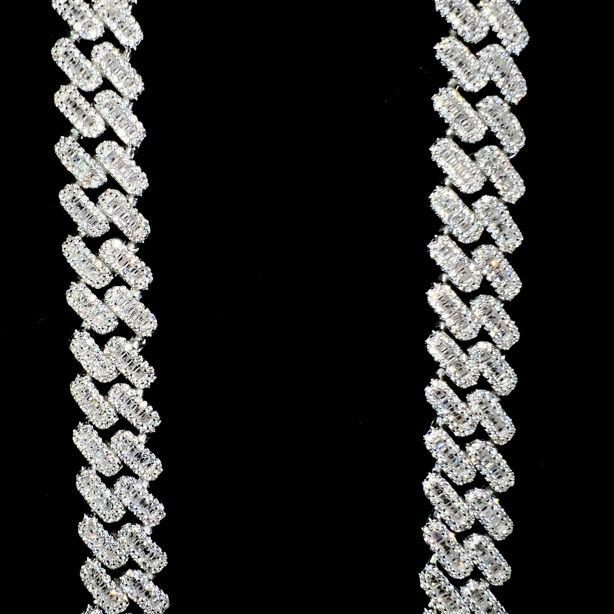 Baguette Cuban Prong Link Chain - 60cm / 12mm - Silver 925 - Sehgal Dubai Collection