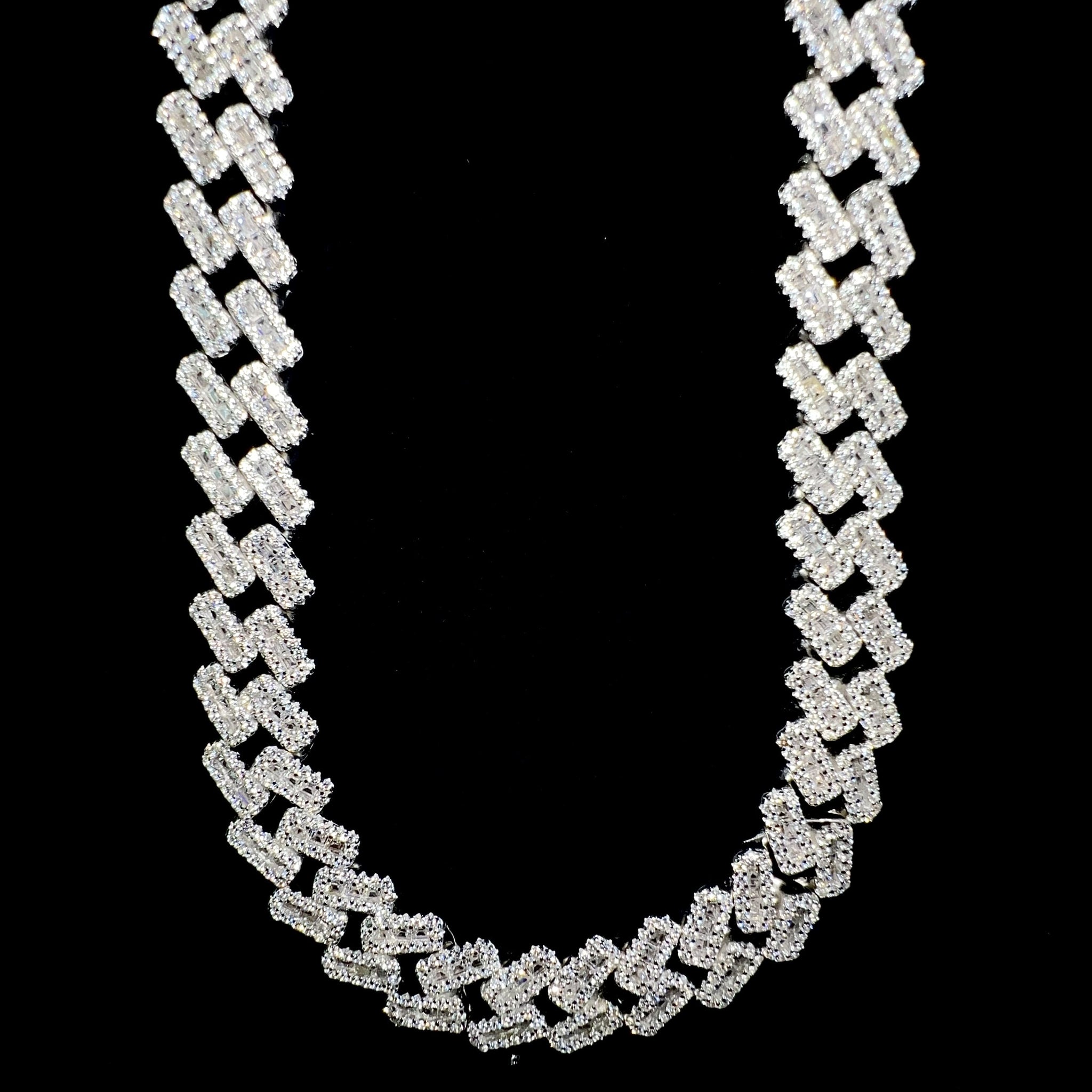 Baguette Cuban Prong Link Chain - 60cm / 10mm - Silver 925 - Sehgal Dubai Collection
