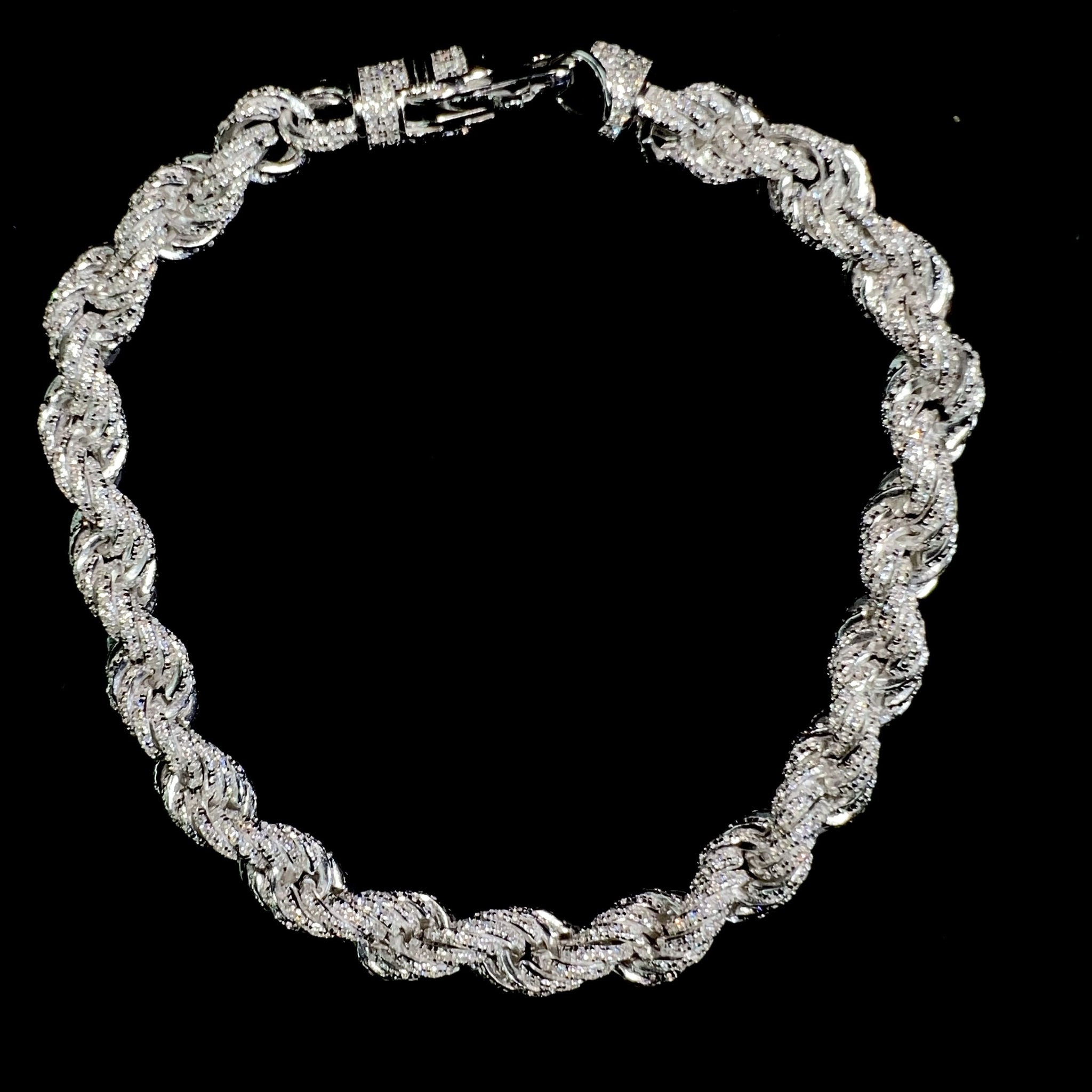 Iced Out Rope Bracelet - 7.5mm - Silver 925 - Sehgal Dubai Collection