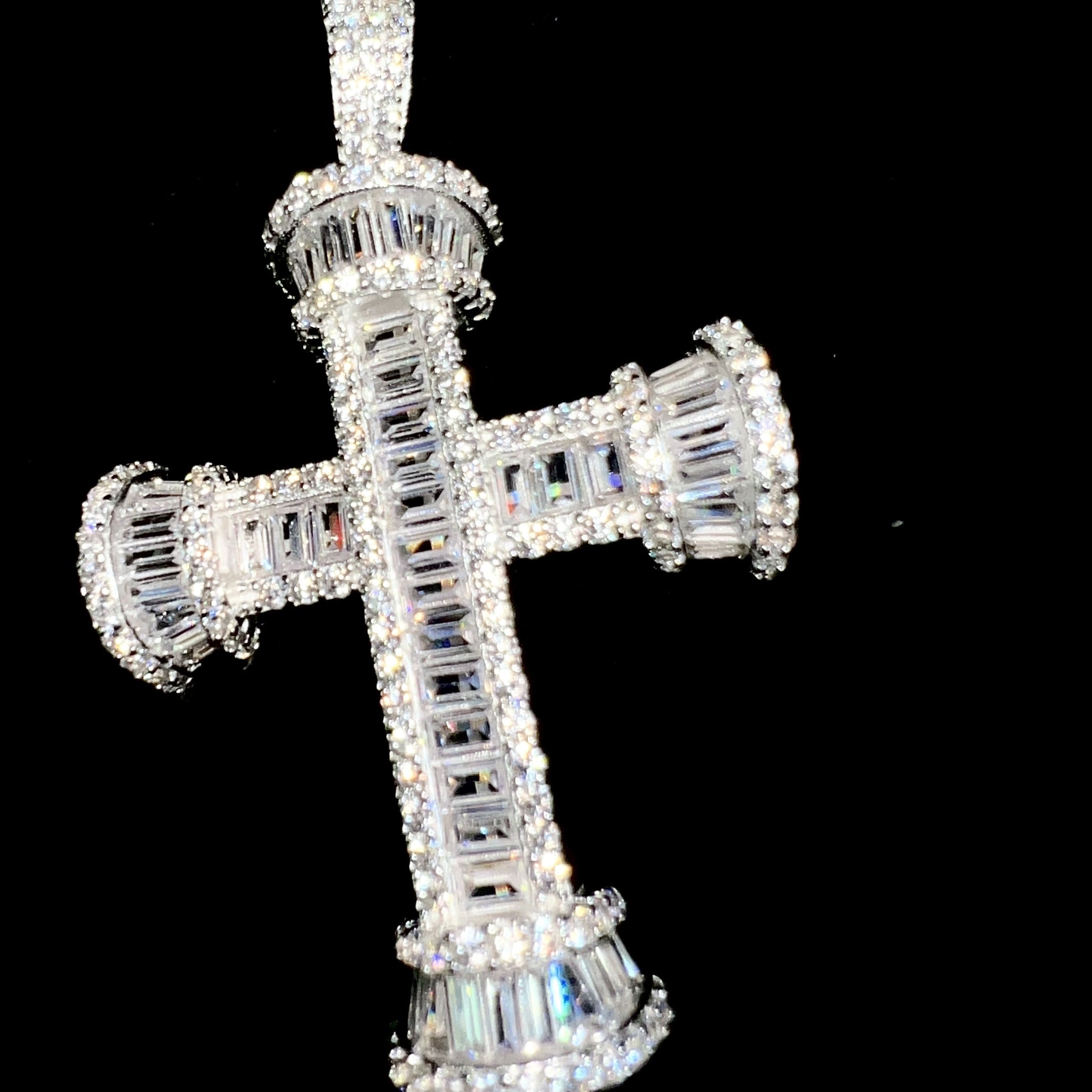 Iced Out Baguette Cross Pendant - Silver 925 - Sehgal Dubai Collection