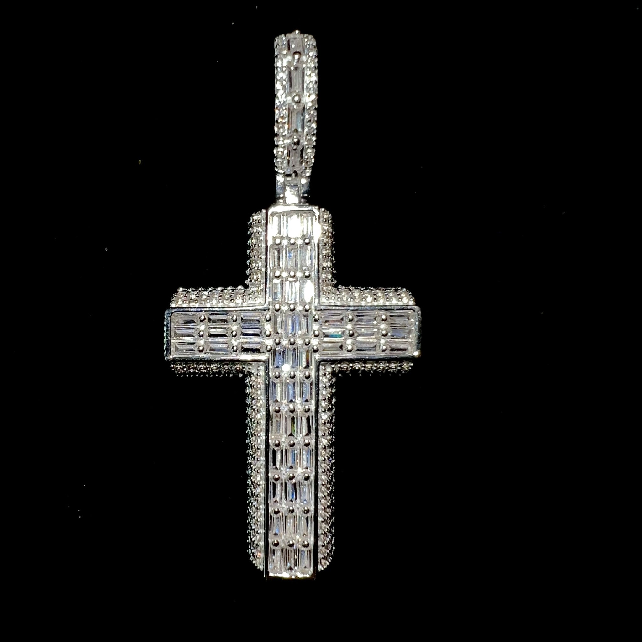 Baguette Iced Out Cross Pendant - Silver 925 - Sehgal Dubai Collection