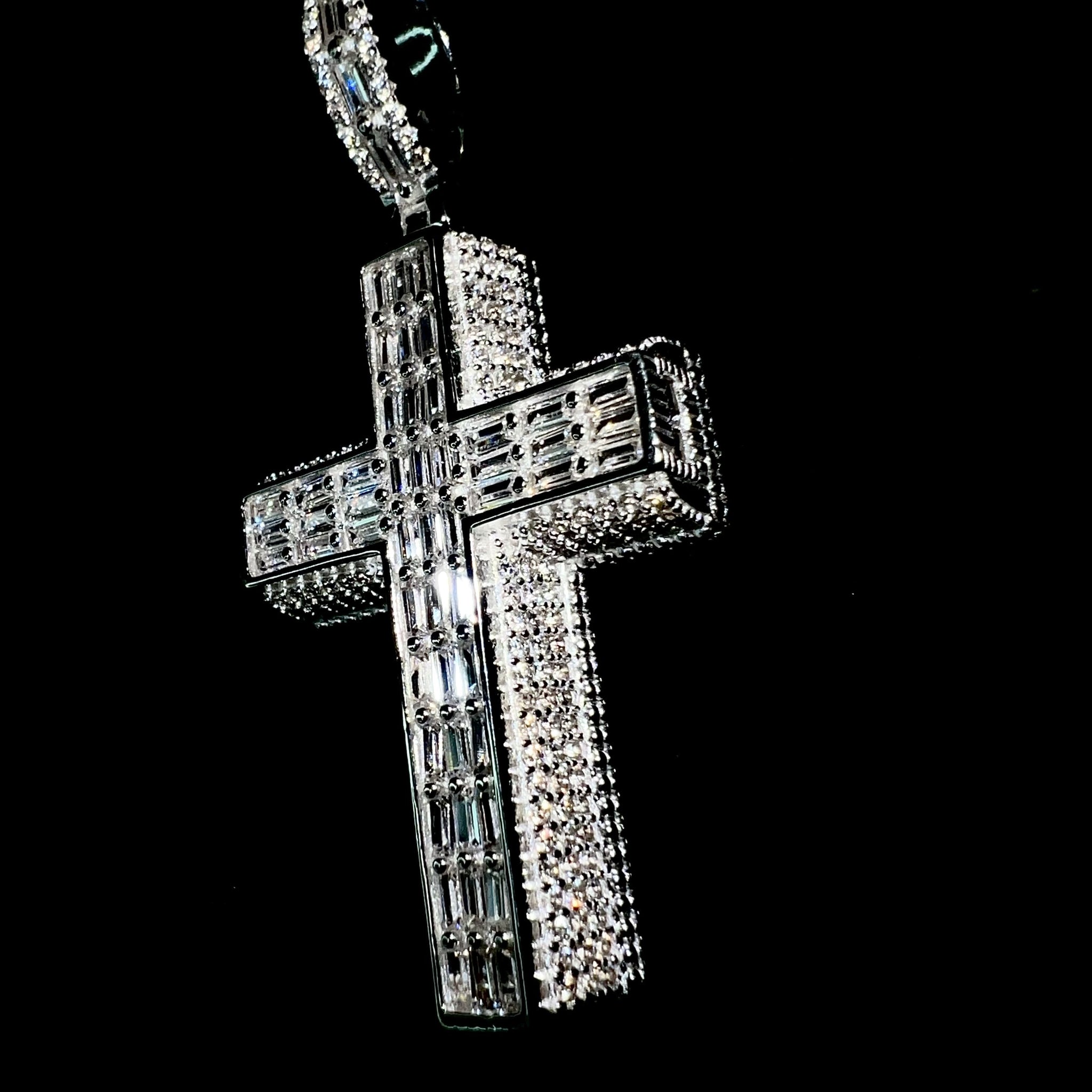 Baguette Iced Out Cross Pendant - Silver 925 - Sehgal Dubai Collection