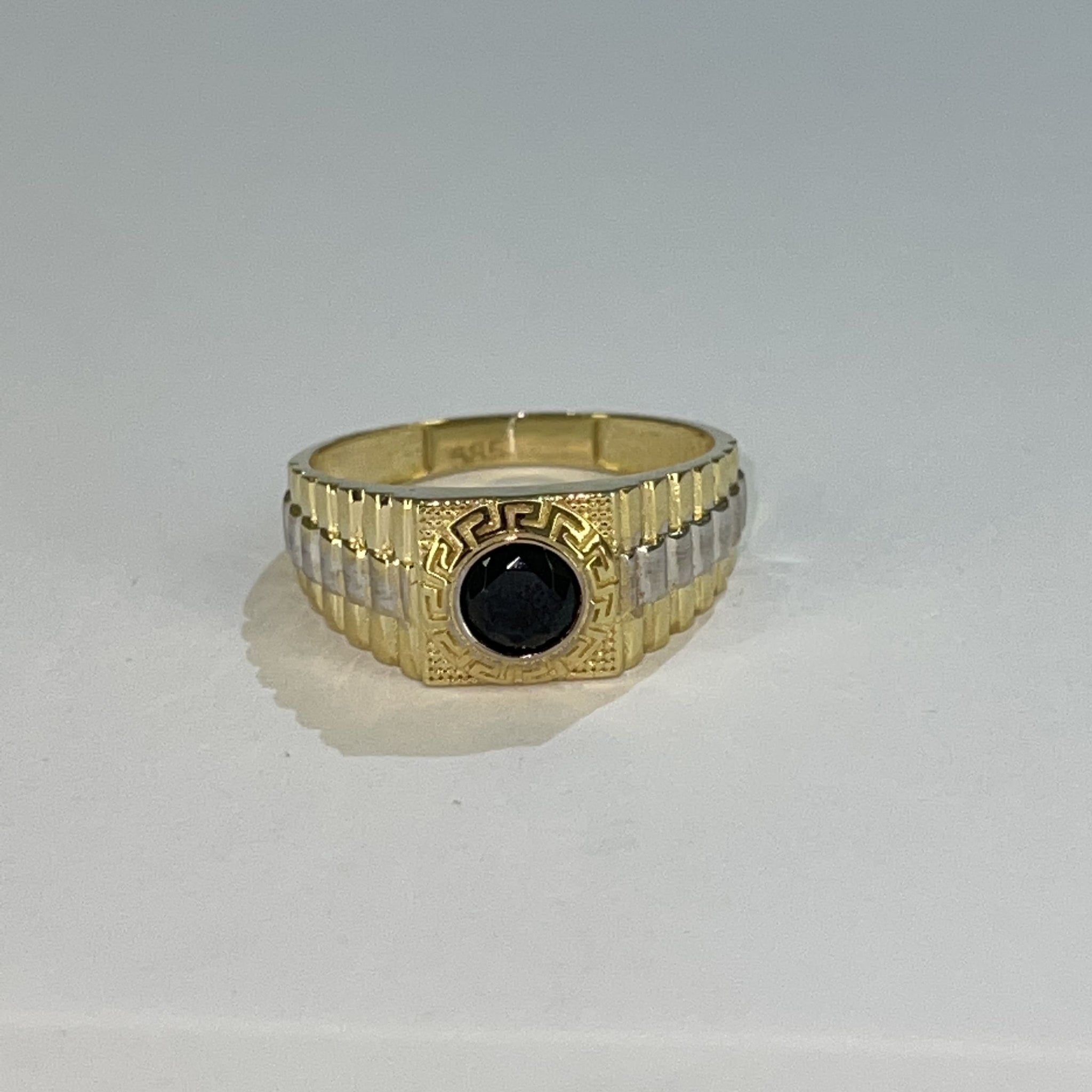 Black Stone Bicolor Ring - 14 carat gold