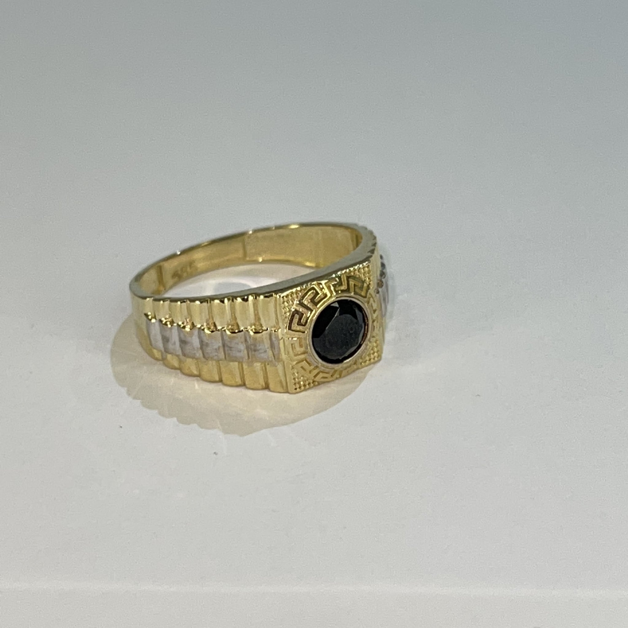 Black Stone Bicolor Ring - 14 carat gold