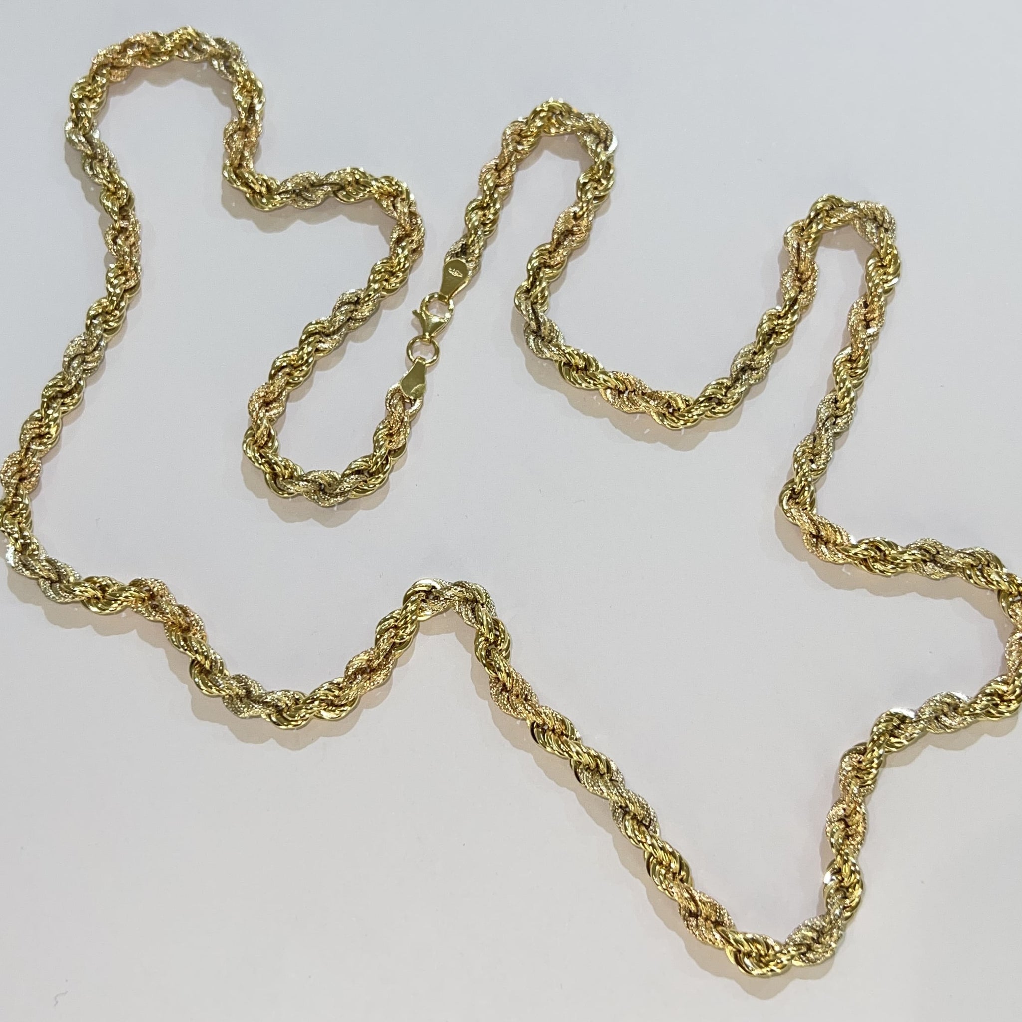 Tricolor Rope Chain - 18 carat gold - 70cm / 5.2mm - Yellow, Rose and Whitegold