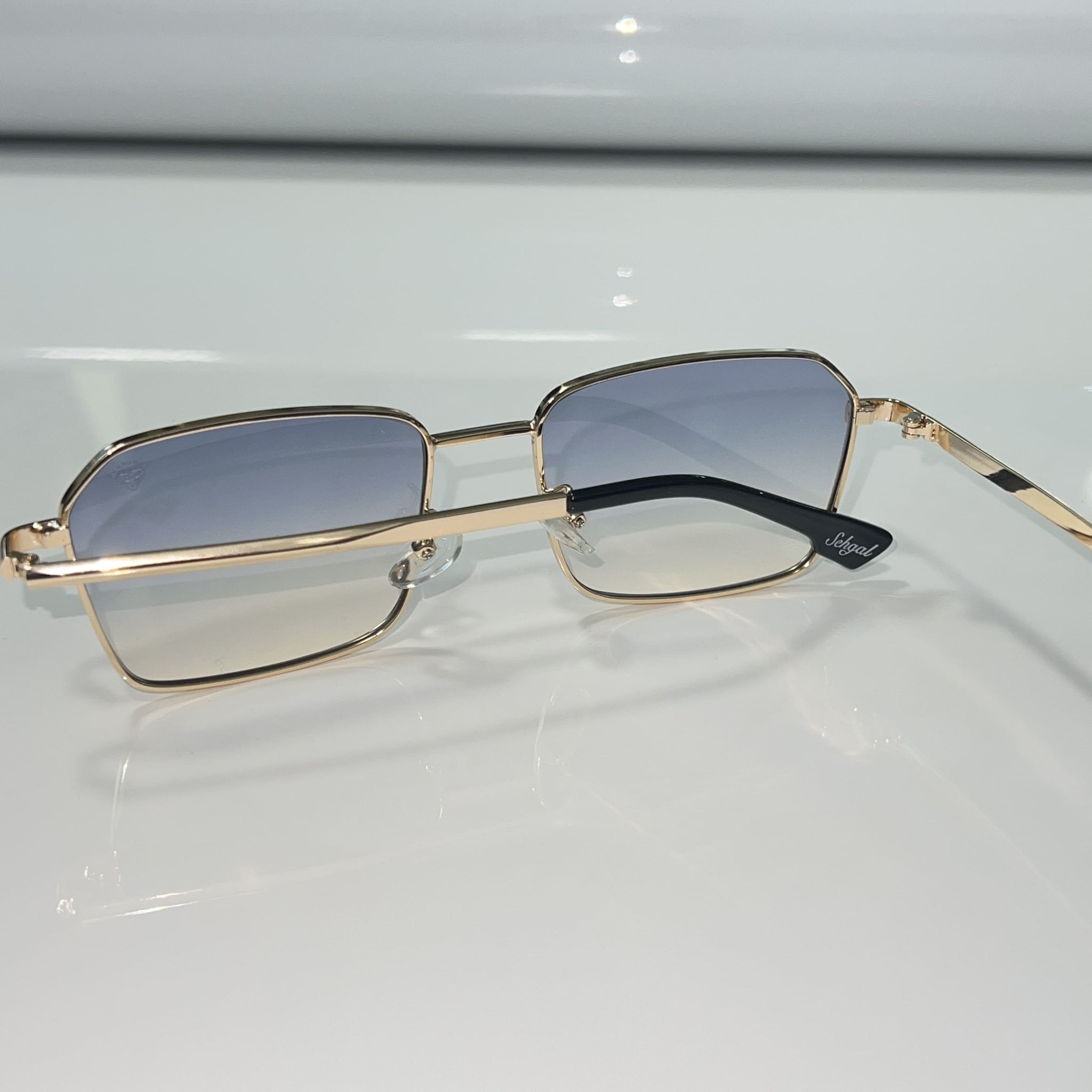 Celebrity Glasses - 14k gold plated - Sehgal Glasses - Blue Shade / Dark to Light
