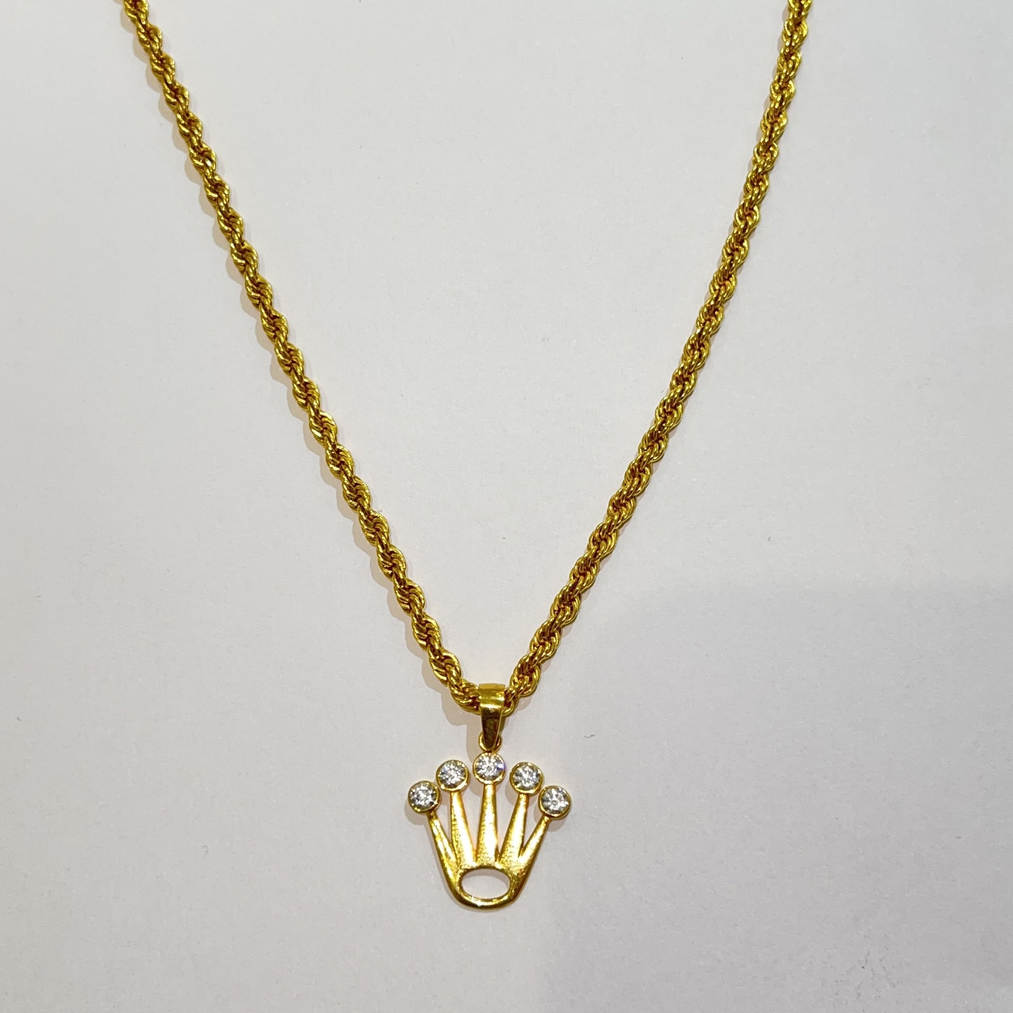 Rope Chain + Crown - 14 carat gold - 3.2mm / 55cm