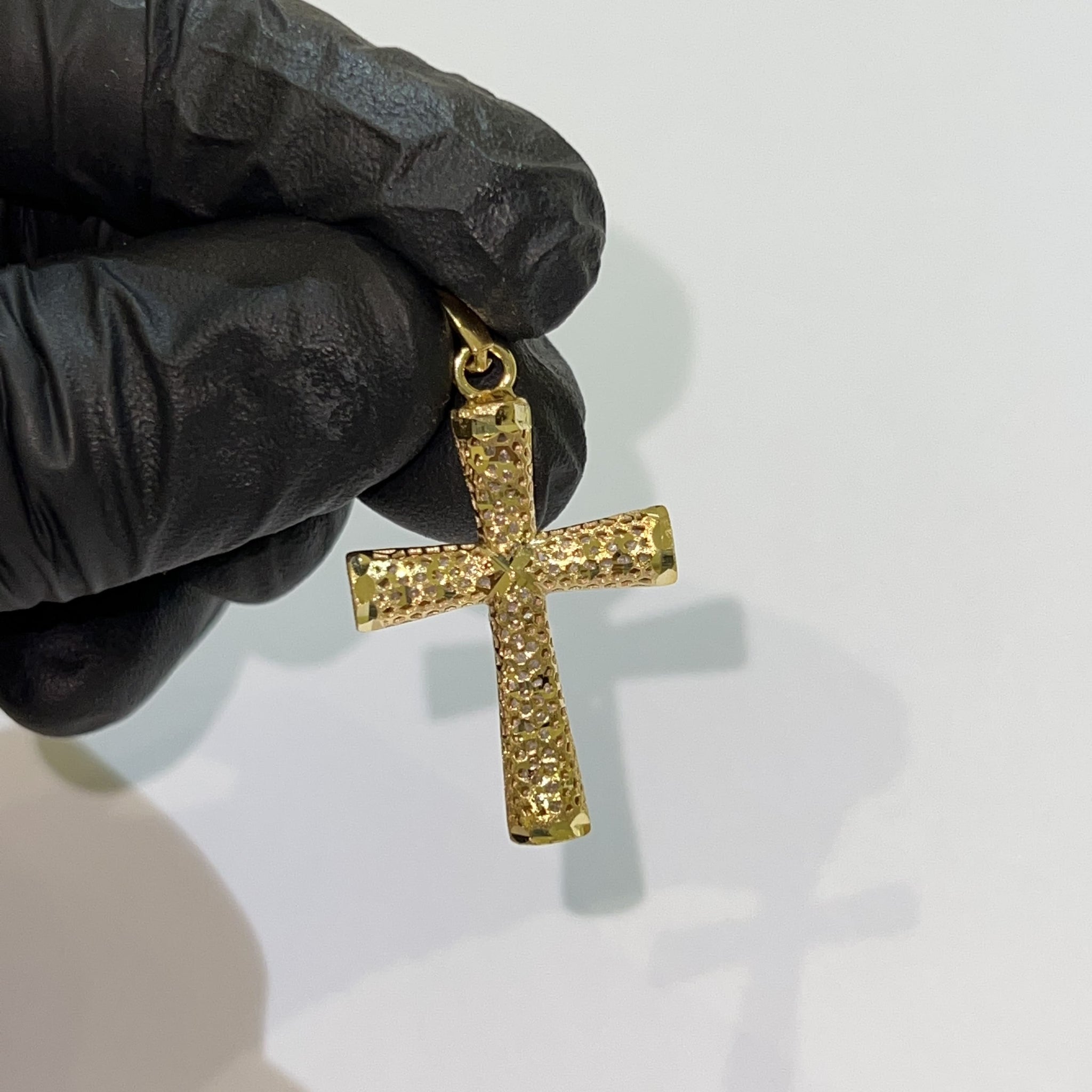 Diamond Cut Cross Pendant - 14 carat gold