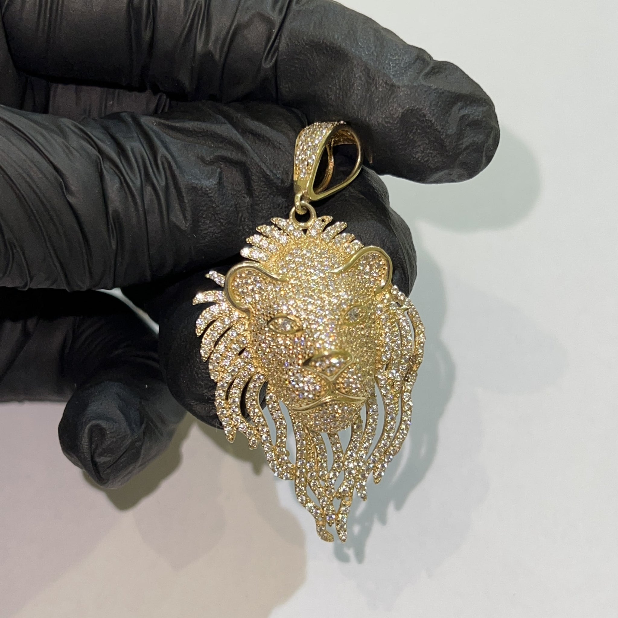 Lion Pendant -  Iced Out - 14 carat gold