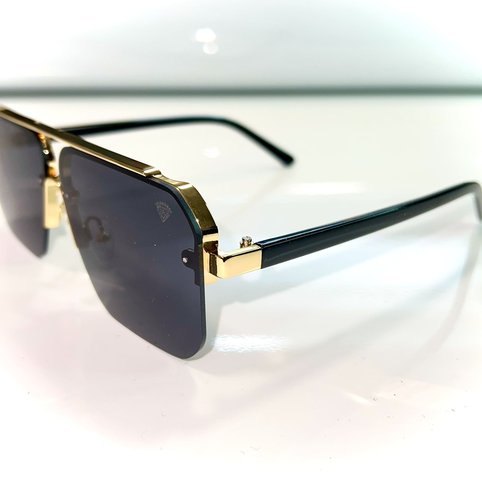Macho Glasses - 14 carat gold plated / Silicon Side - Black Shade - Sehgal Glasses