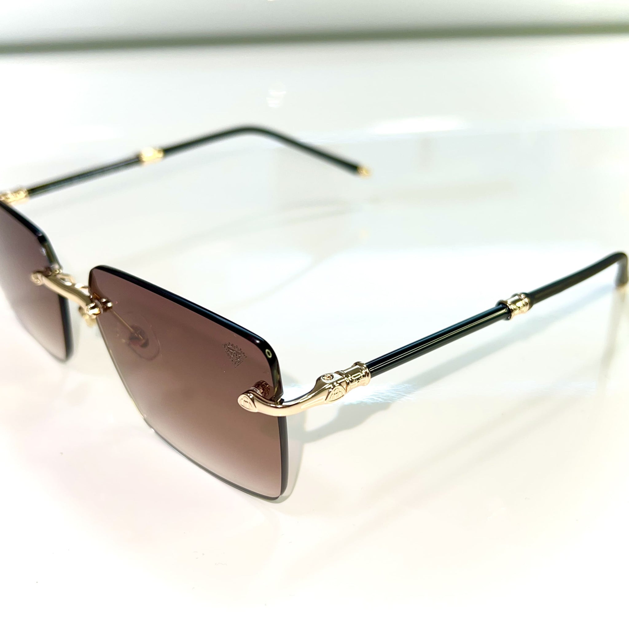 Eduardo Glasses - 14k gold plated + Silicon side - Brown Shade - Sehgal Glasses
