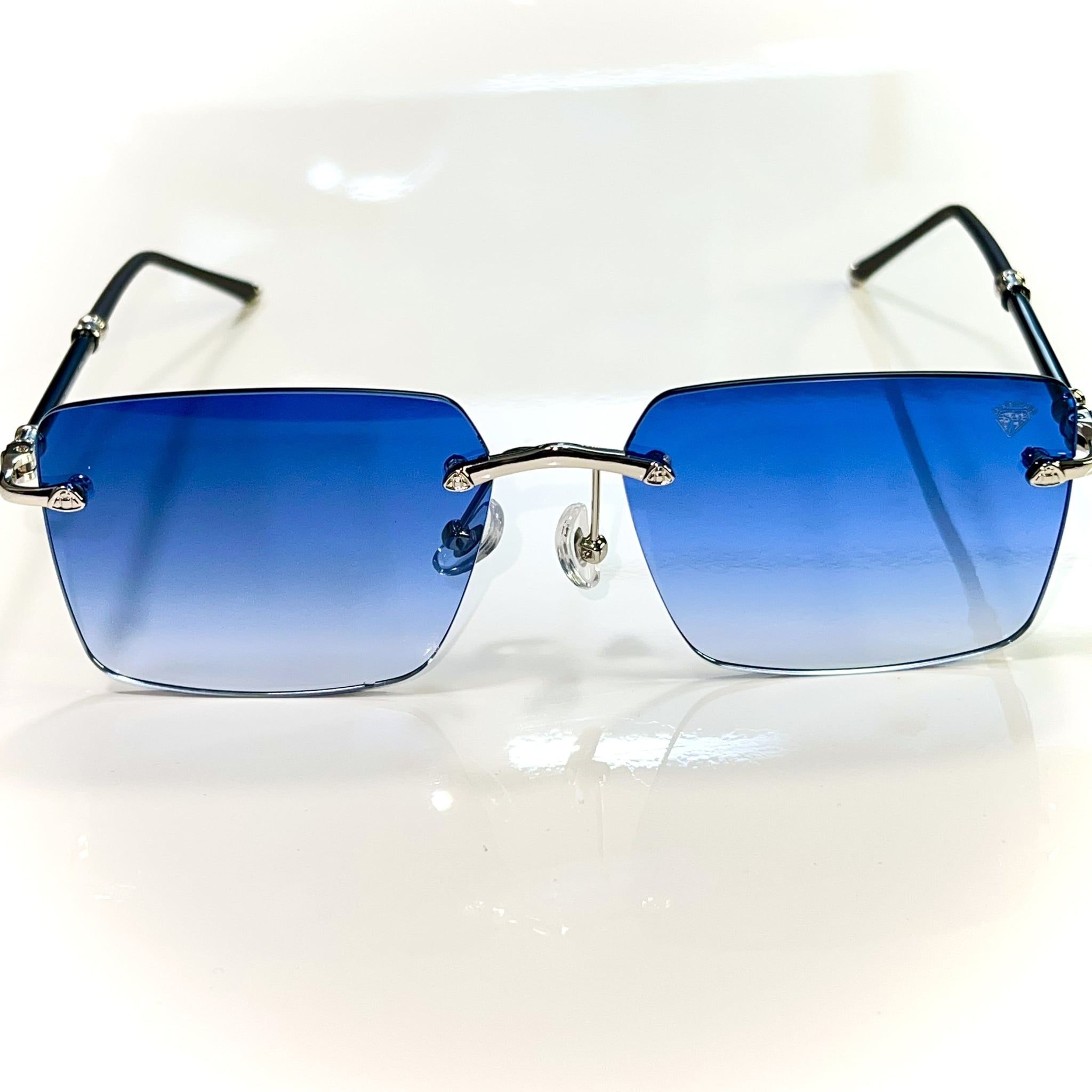 Eduardo Glasses - Silver 925 plated + Silicon side - Blue Shade - Sehgal Glasses