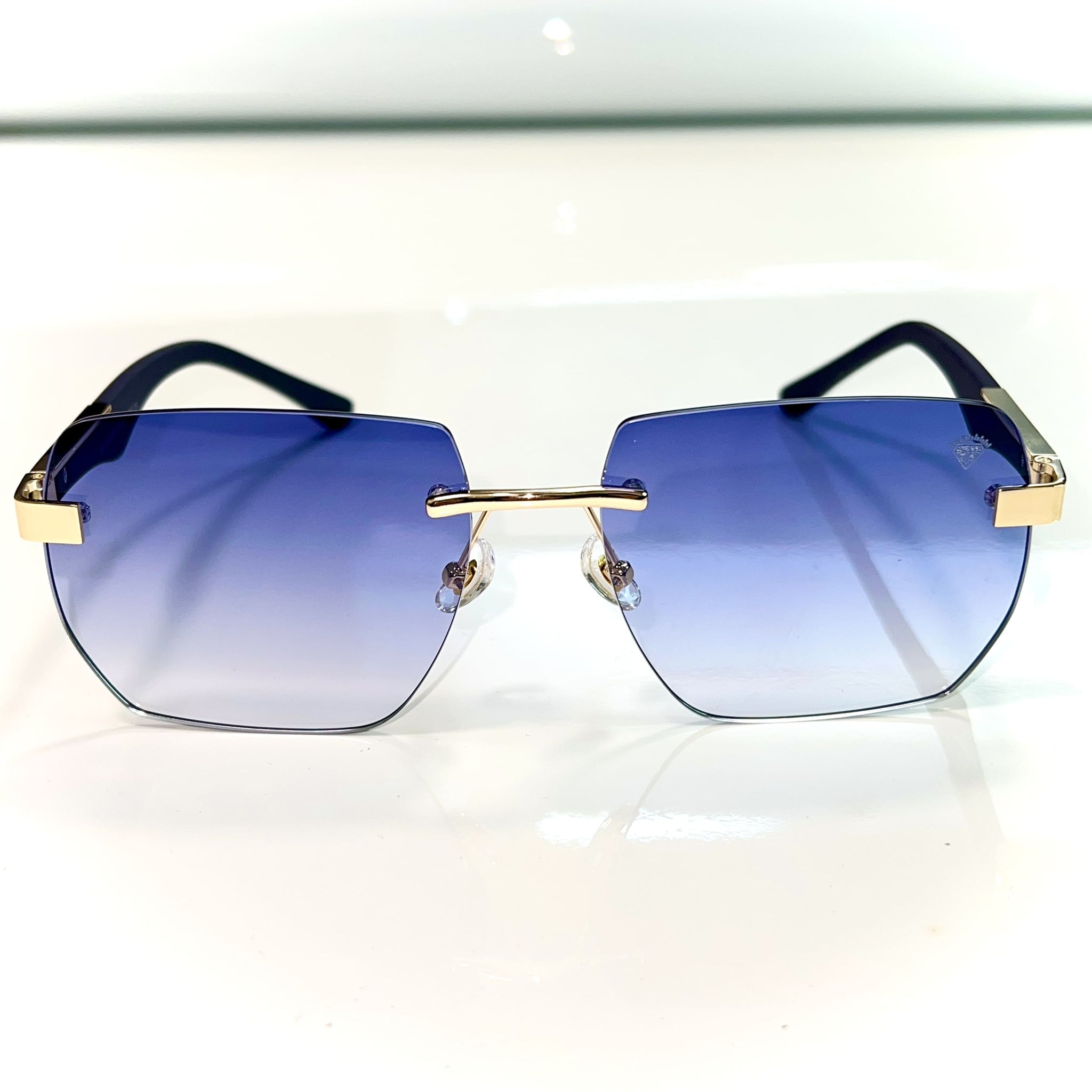 Dubai Glasses - 14 carat gold plated / Silicon side - Blue Shade - Sehgal Glasses
