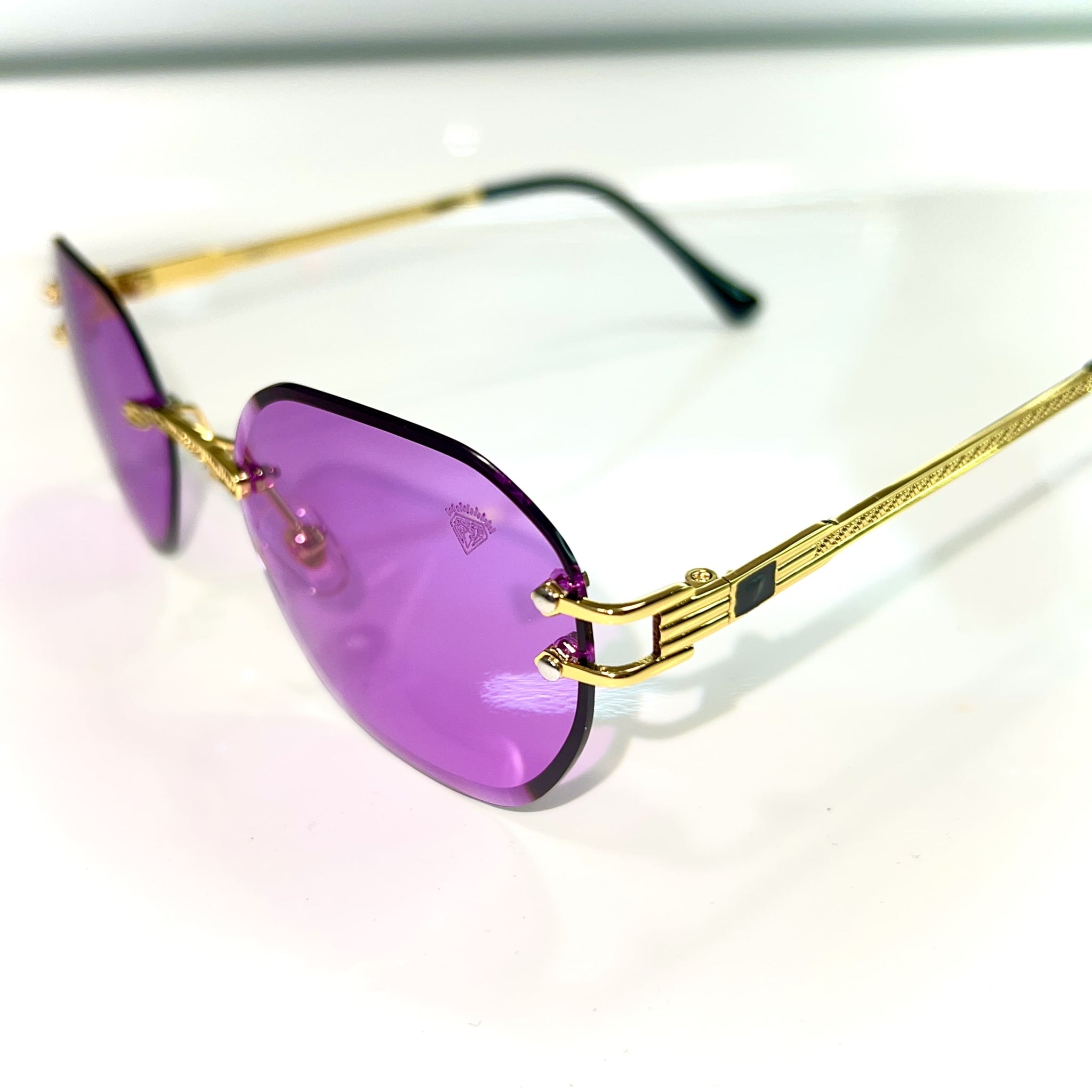 Pharaoh Glasses - Diamond cut / 14 carat gold plated - Purple Shade - Sehgal Glasses
