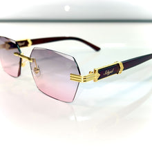Sehgal Woodcut glasses - gold plated - Pink shade - Gold / Woodgrain Frame