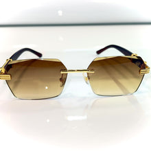 Sehgal Woodcut Glasses - gold plated - Brown shade - Gold / Woodgrain Frame