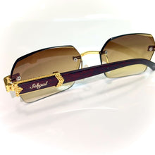 Sehgal Woodcut Glasses - gold plated - Brown shade - Gold / Woodgrain Frame