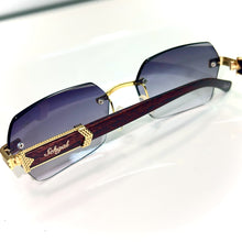 Sehgal Woodcut glasses - gold plated - Grey shade - Gold / Woodgrain frame