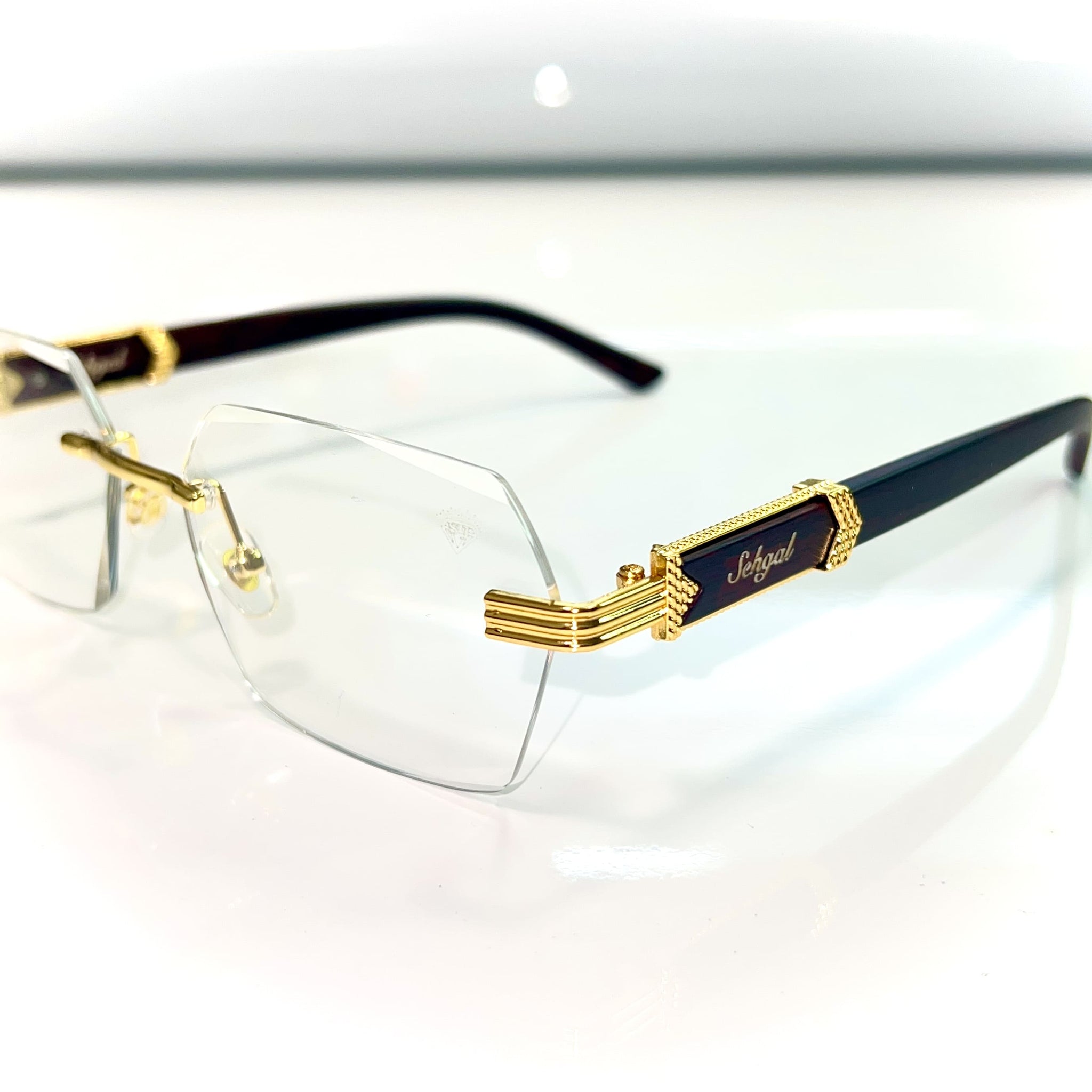 Woodcut Glasses - Sehgal Glasses - 14k gold plated - Transparent Collection