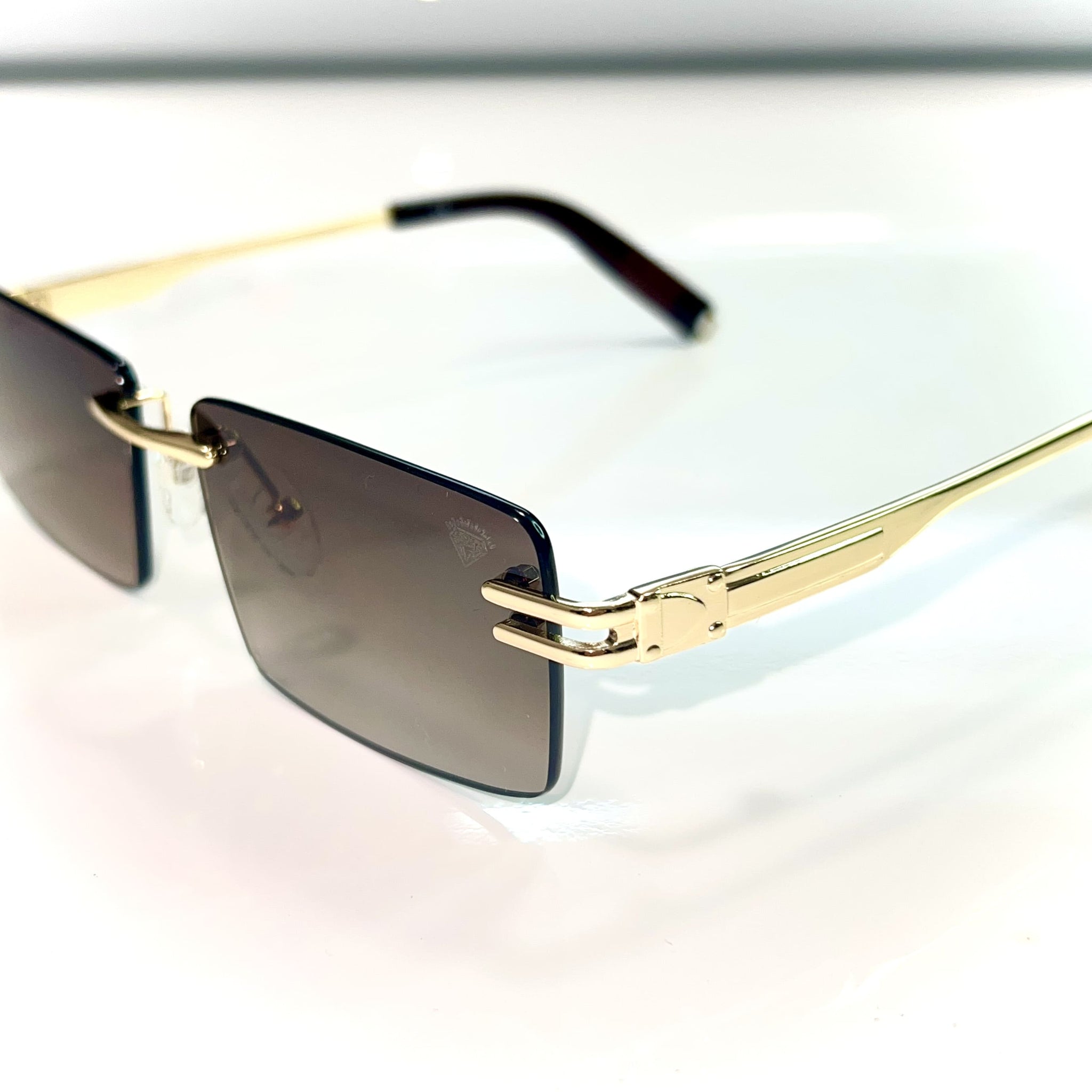 Sehgal Premium Glasses - 14k gold plated - Brown Shade - Gold frame