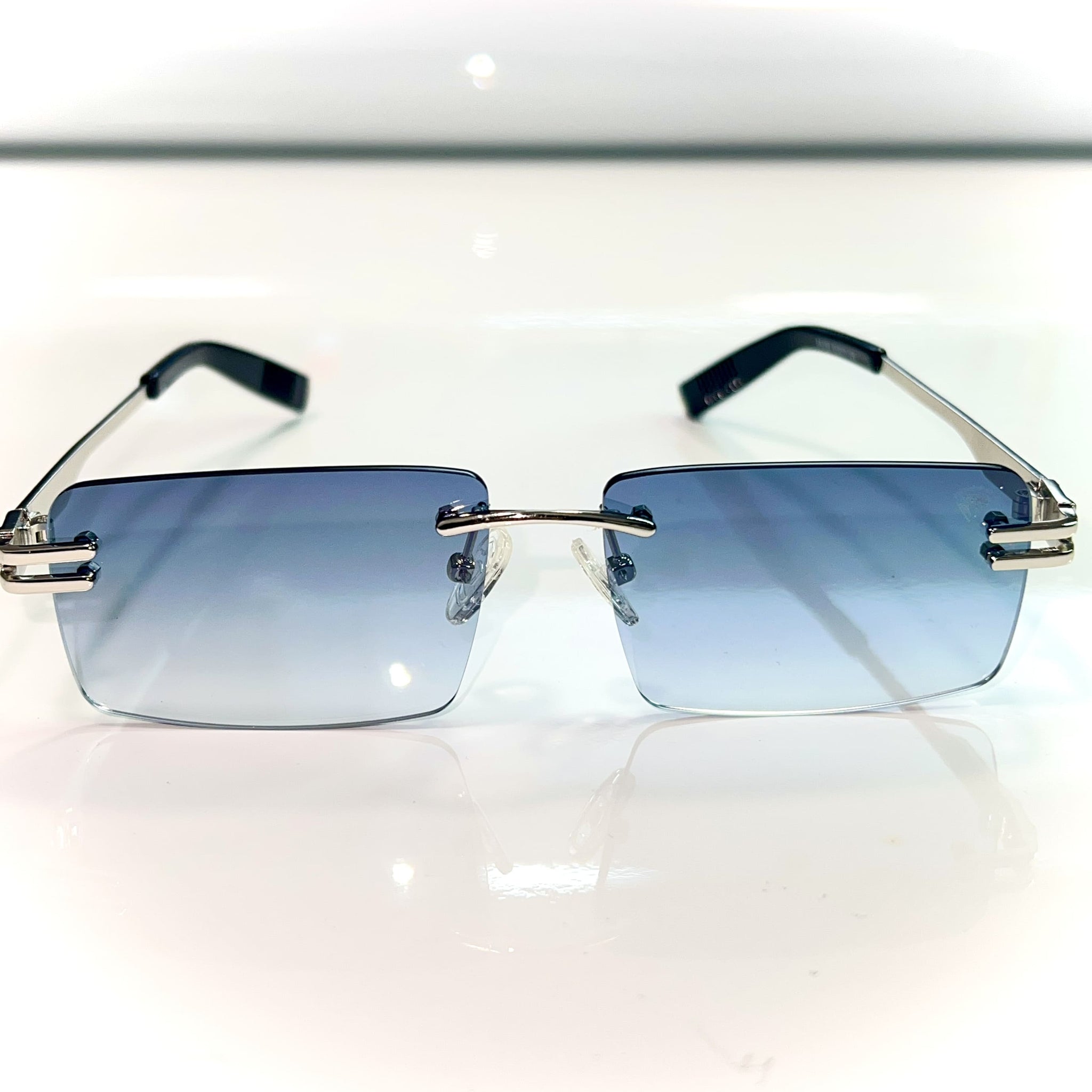 Sehgal Premium Glasses - Silver Plated - Blue Shade - Silver Frame