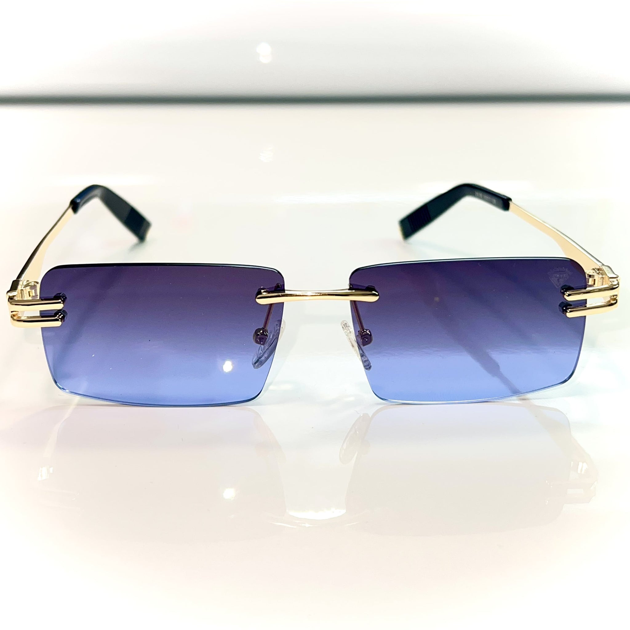 Sehgal Premium glasses - 14k gold plated - Blue Shade - Gold frame