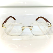 Woodcut 2.0 Glasses - Diamond cut / gold plated / Woodgrain side - Transparent Shade - Sehgal Glasses