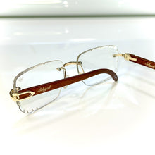 Woodcut 2.0 Glasses - Diamond cut / gold plated / Woodgrain side - Transparent Shade - Sehgal Glasses