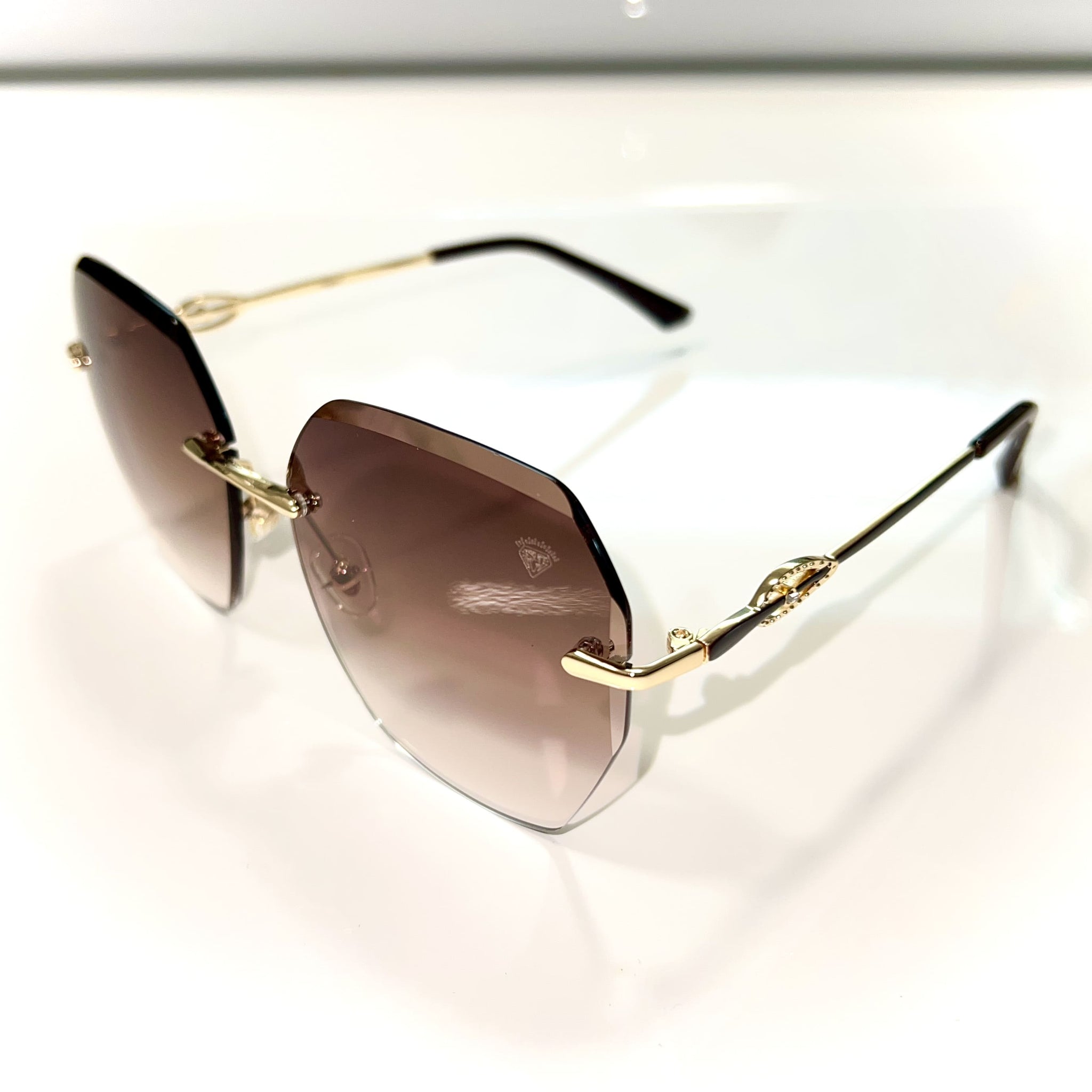 Egyptian Eye Glasses - "For Her" - 14 carat gold plated - Brown Shade- Sehgal Glasses